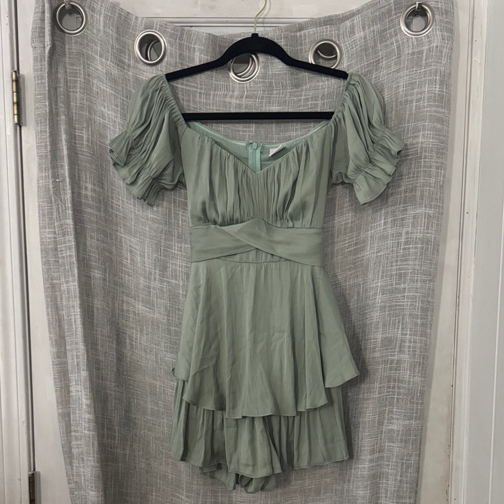 Selfie Leslie Sage Green Mini Dress